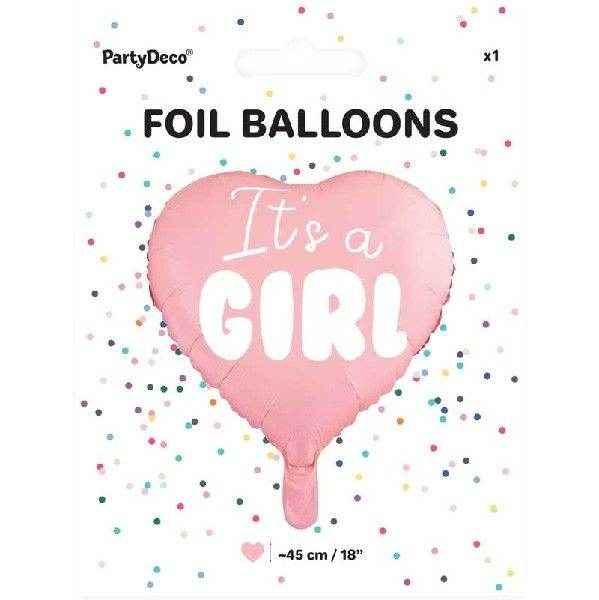 Baby Girl Its A Girl Pink Heart Foil Balloon
