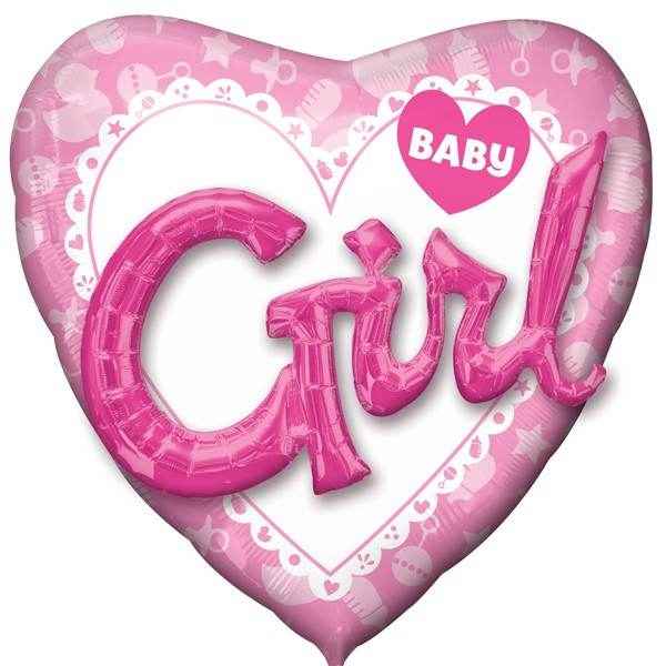 Baby Girl Multi Heart Shaped 3D Effect Supershape Helium Foil Balloon.