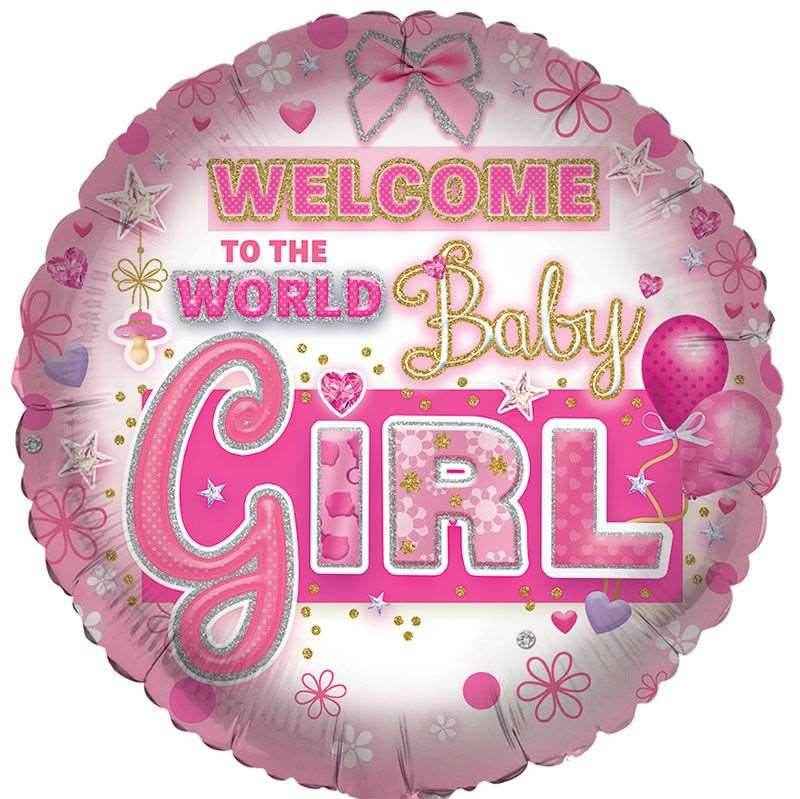 Baby Girl Welcome To The World Baby Girl Foil Balloon