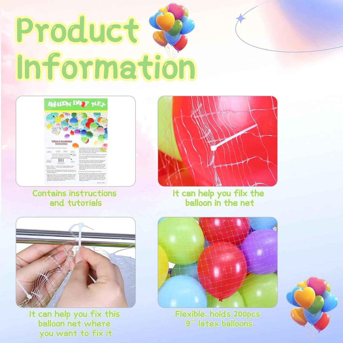 Balloon Drop Net for 200 Balloons – Create Stunning Celebrations with Ease!
