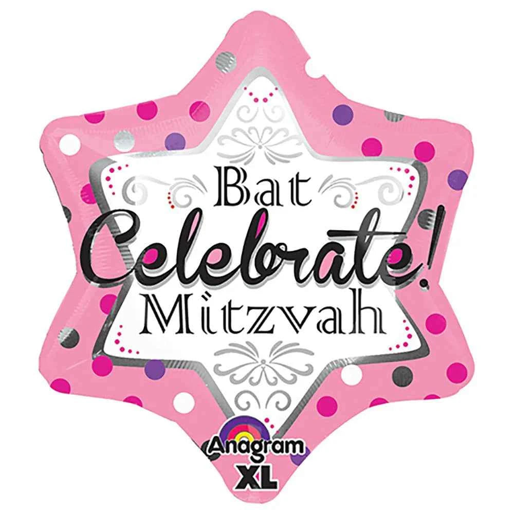 Bar Celebrate Mitzvah Pink Foil Balloon