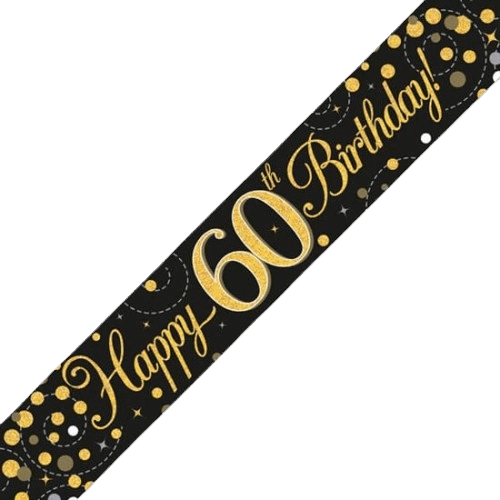 Black & Gold Holographic 60th Birthday Banner