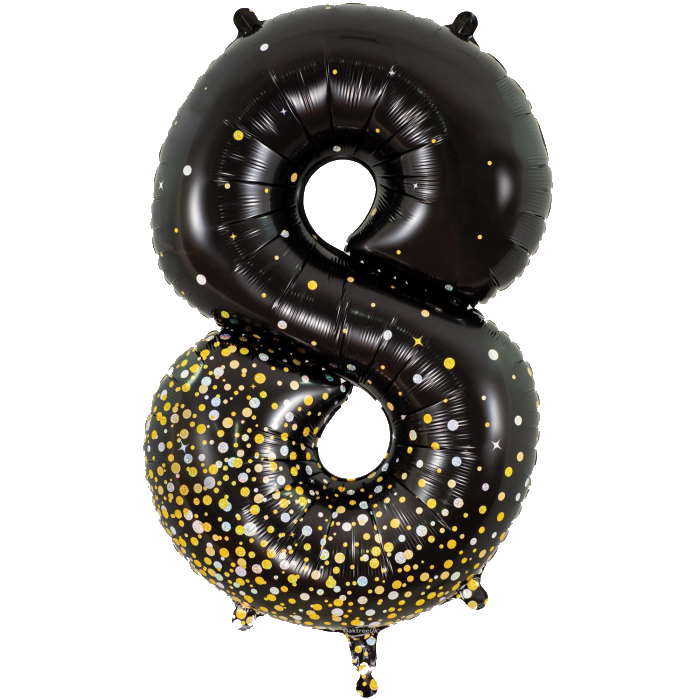 Sparkling Fizz Holographic black gold Giant Helium Numbers