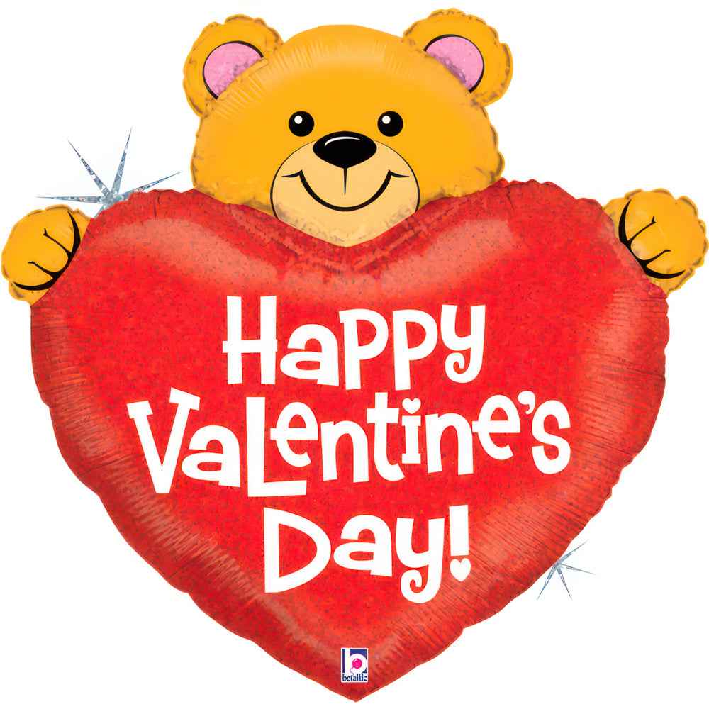 Big Heart Valentine Bear Foil Balloon