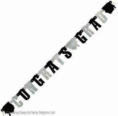Black And Silver Happy Graduation Foil Letter Banner