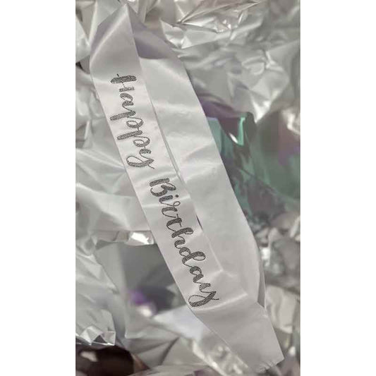 Black Diamante Stones Happy Birthday Sash