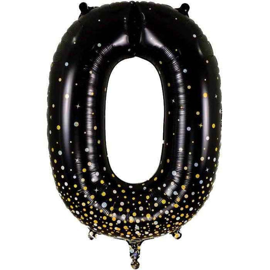 Black Gold Giant Helium Numbers - Sparkling Fizz Holographic Balloons