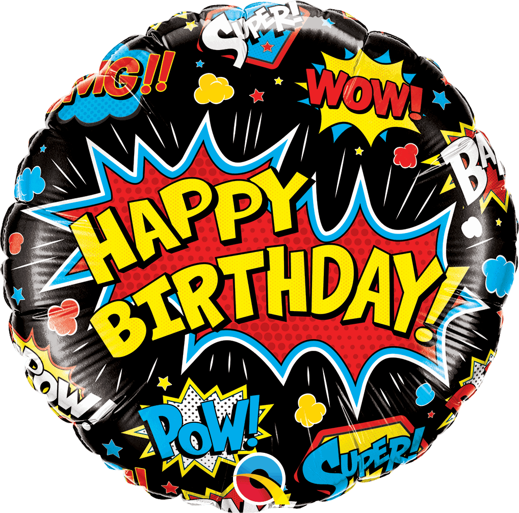 Black Super Hero Happy Birthday Foil Balloon