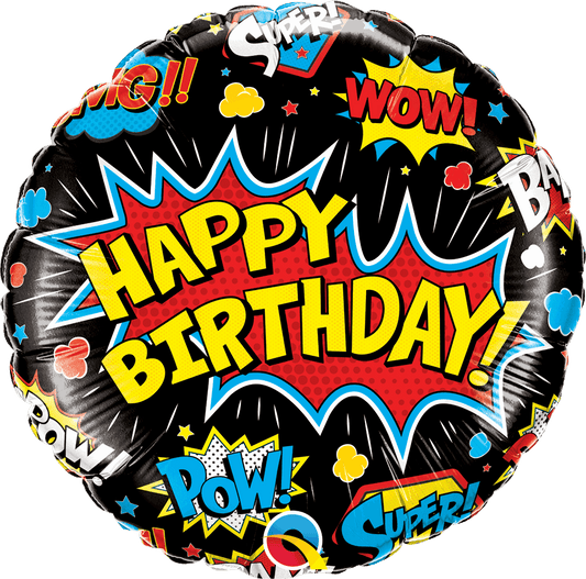 Black Super Hero Happy Birthday Foil Balloon