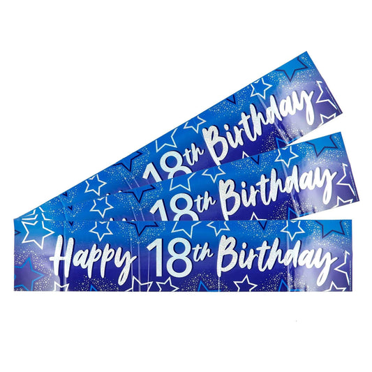 Blue Happy 18th Birthday Banner