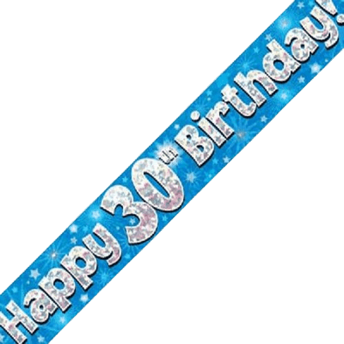 Blue Holographic 30th Birthday Banner