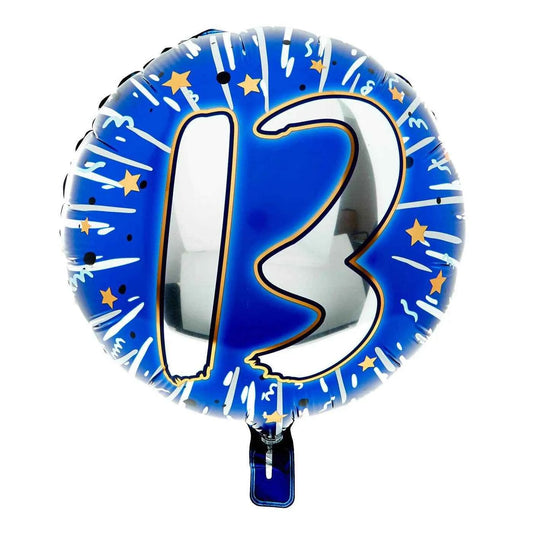 Blue & Silver 13th Birthday Foil Balloon