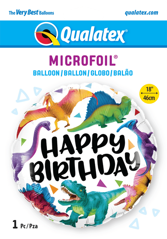Colourful Dinosaurs Happy Birthday Foil Balloon