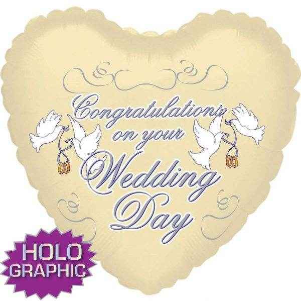 Congratulation Wedding Day Ivory Heart Foil Balloon