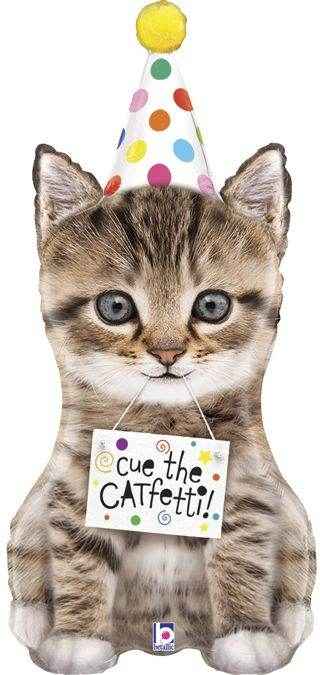 CUE THE CATFETTI CAT FOIL BALLOON