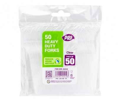 Cutlery Heavy Duty Plastic Forks Clear - 50 Pack for Events