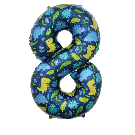 Dinosaur Number 8 Foil Balloon - Roaring Fun for Any Celebration