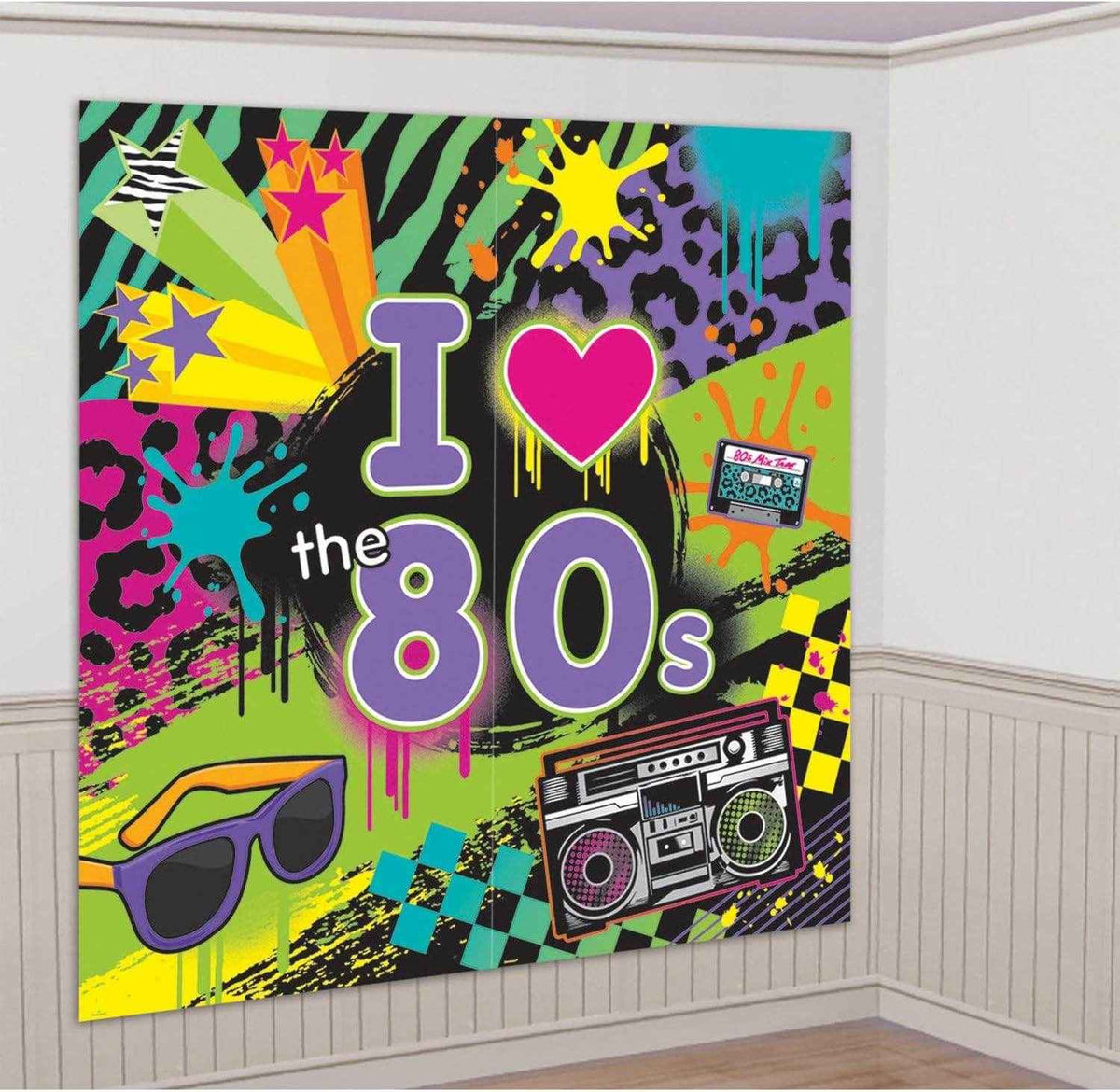 Disco 80's Party Scene Setters Wall Decorating Kit
