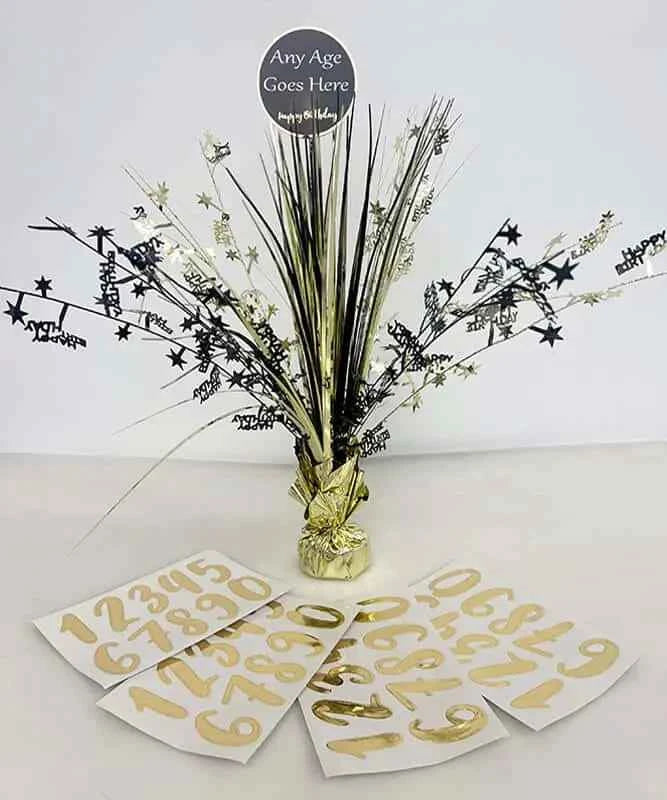 Elevate Your Celebration with Our Gold & Black Personalised Centre Piece
