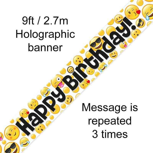 Emoji Birthday Banners - Colorful 3.9m Decor for Your Celebration