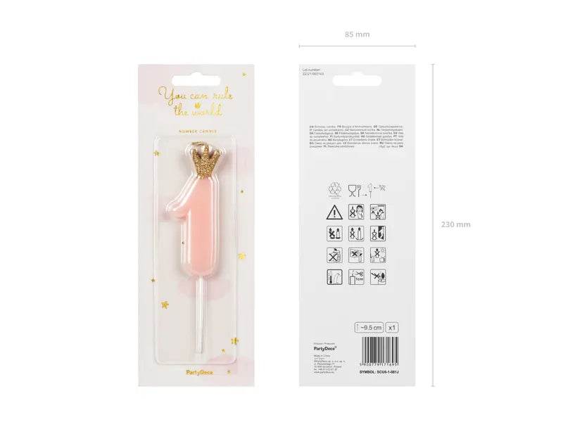Crown Candle Pink 1 - Eternity Party Express