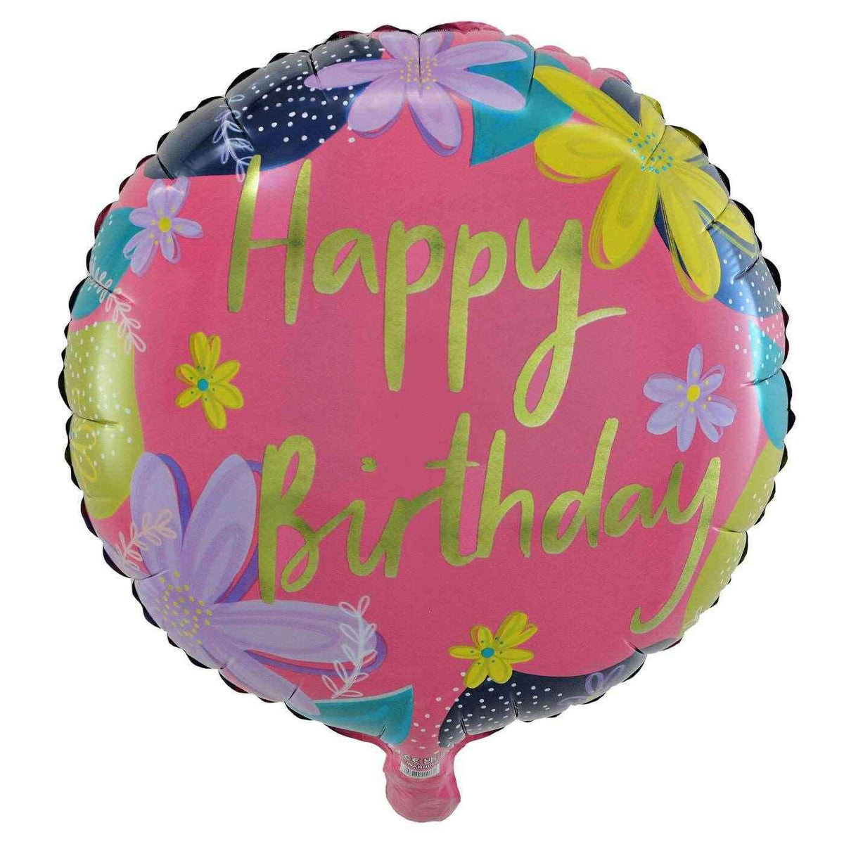 Floral Happy Birthday Foil Balloon