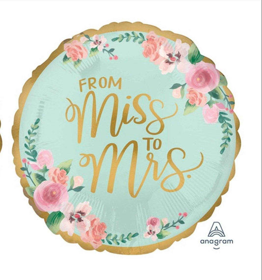 From Miss To Mrs Foil Balloon