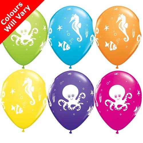 Fun Sea Creatures Latex Balloons 25 Pack