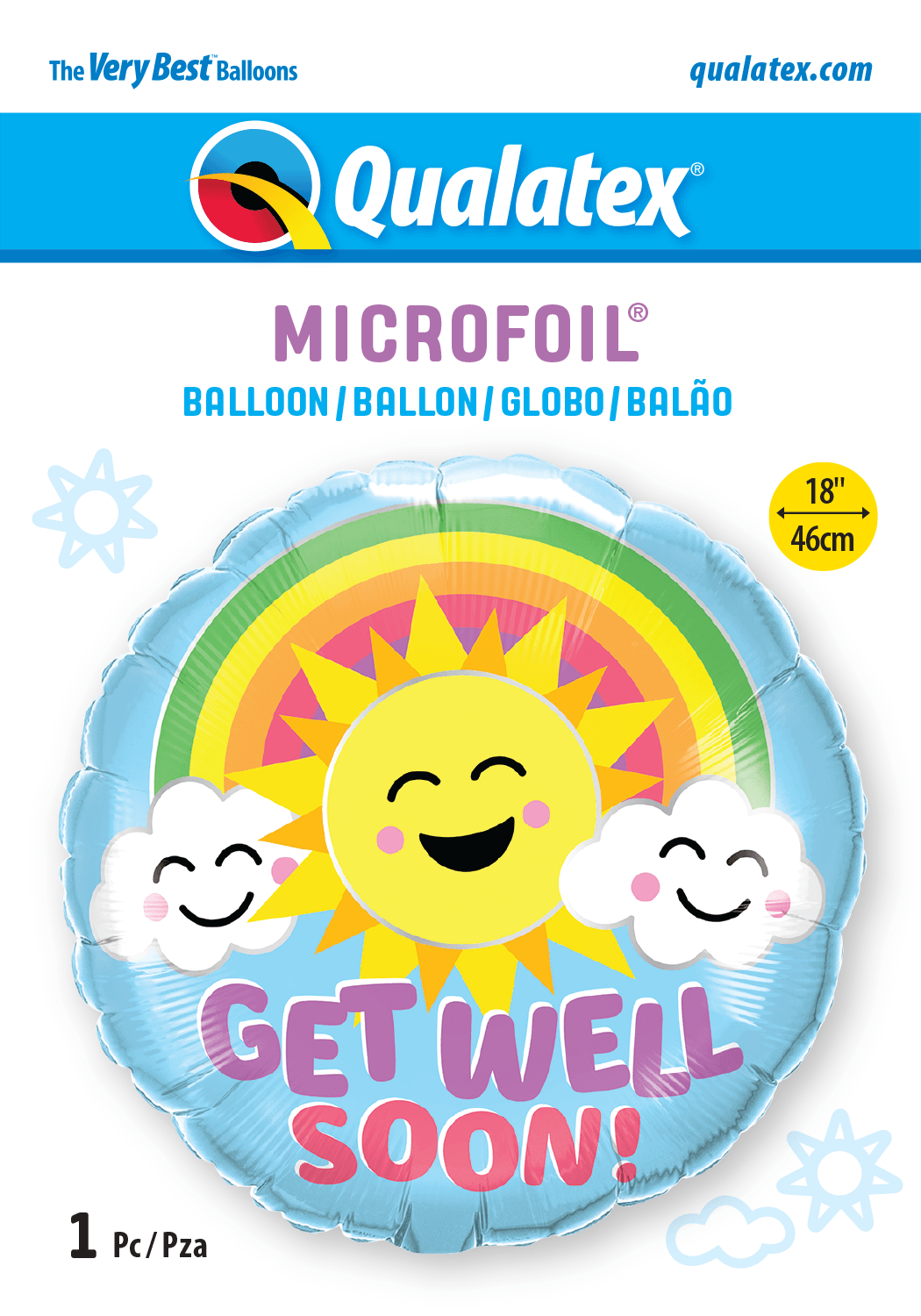 Get Well Soon Sunshine & Rainbow Foil Balloon