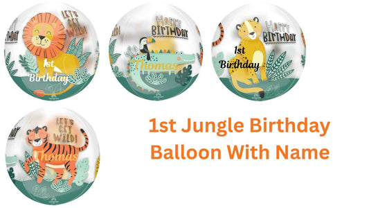 Get Wild 1st Jungle Animals Orbz Helium Birthday Balloon
