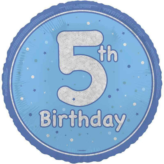 Glitz Happy 5th Blue Foil Balloon