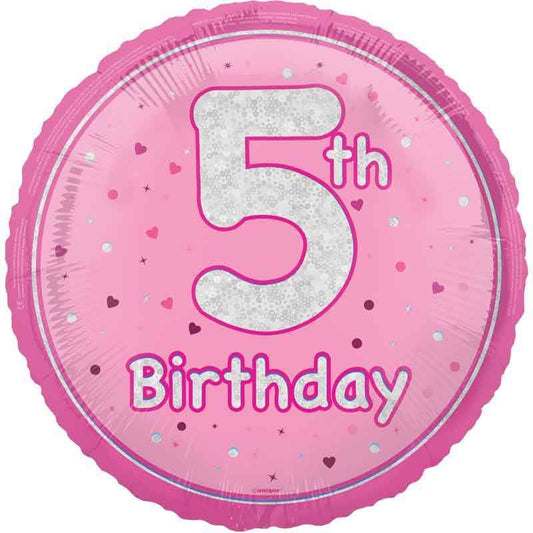 Glitz Happy 5th Pink Foil Balloon