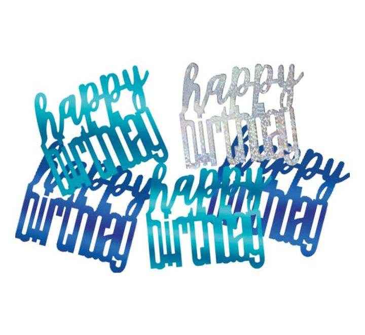 GLITZ Happy Birthday Light Blue, Dark Blue, Silver Foil Confetti 14g