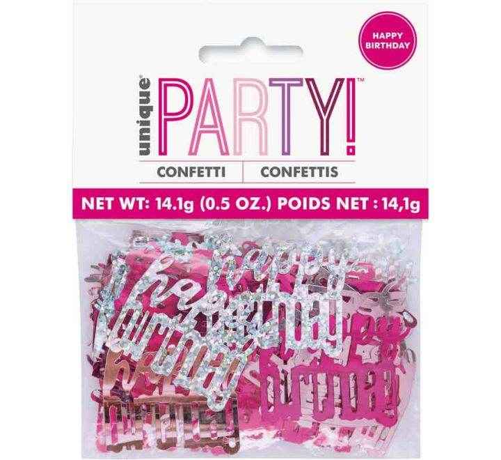GLITZ Happy Birthday Light Pink, Dark Pink, Silver Foil Confetti 14g