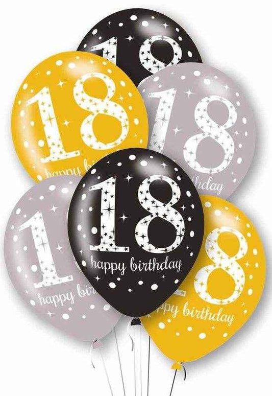 Gold Celebration Age 18th Birthday Latex Balloons