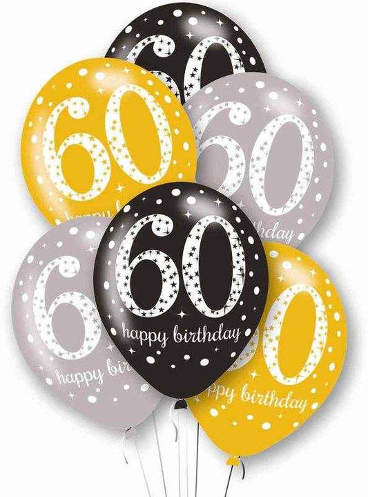 Gold Celebration Age 60th Birthday Latex Balloons