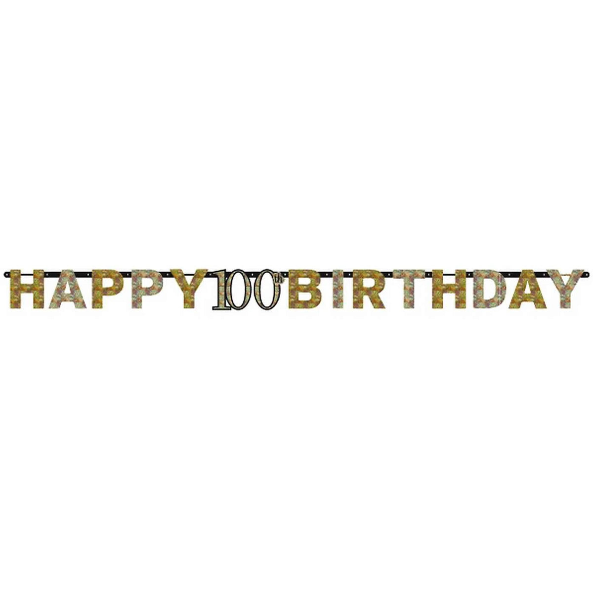 Gold Celebration Happy 100th Birthday Prismatic Letter Banner