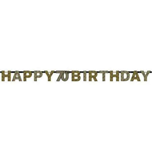 Gold Celebration Happy 70th Birthday Prismatic Letter Banner