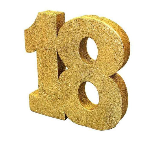 Gold Glitter 18 Birthday Table Centrepiece - Elevate Your Celebration