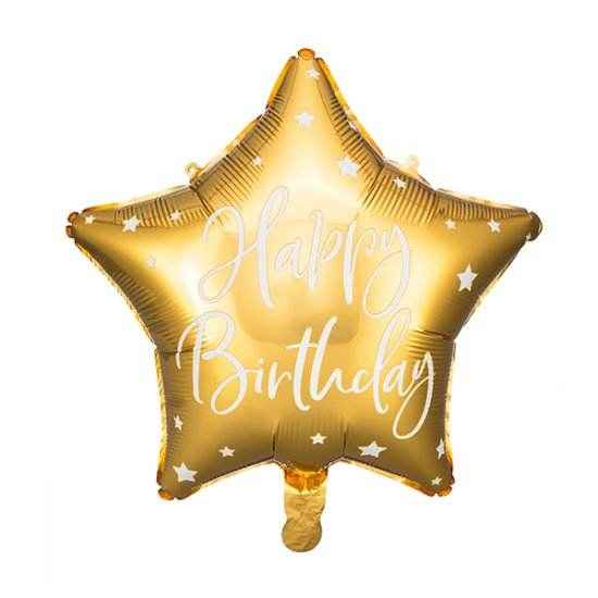 Gold Happy Birthday Star Foil Balloon