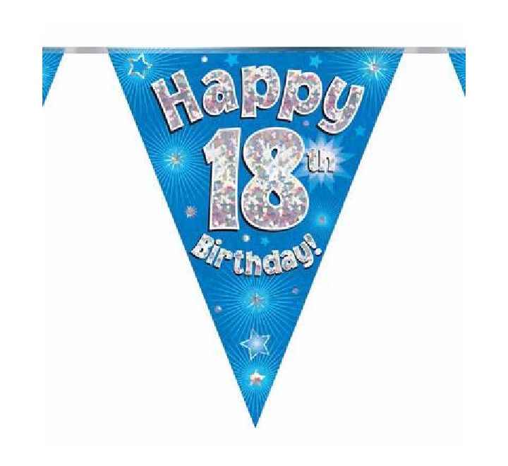 Happy 18th Birthday Blue And Silver Bunting