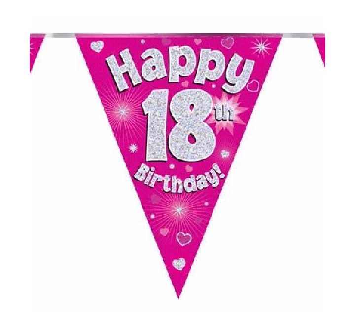 Happy 18th Birthday Pink And Silver Bunting