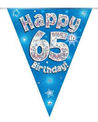 Happy 65th Birthday Blue And Silver Bunting