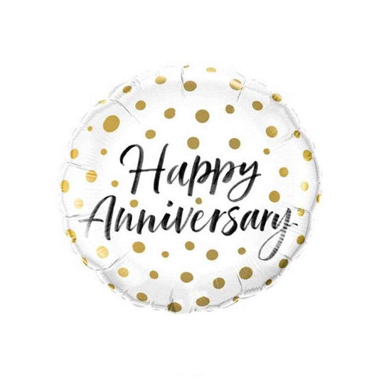 Happy Anniversary Gold Dots Foil Balloon