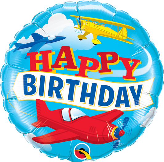 Happy Birthday Airplanes Foil Balloon