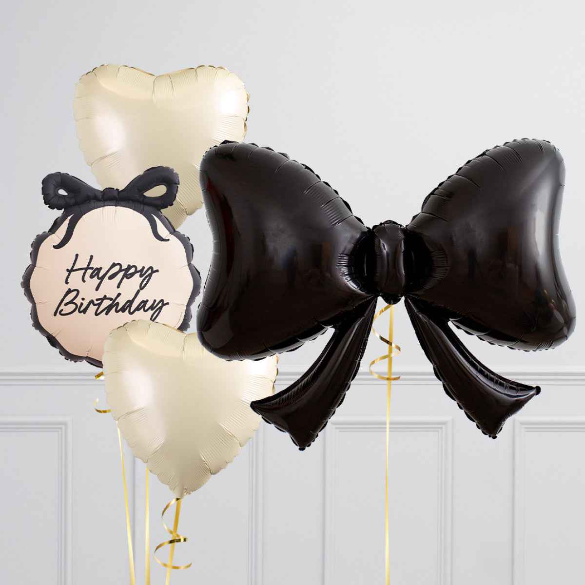 Happy Birthday Black Bow Foil Balloon - Elegant Celebration Touch