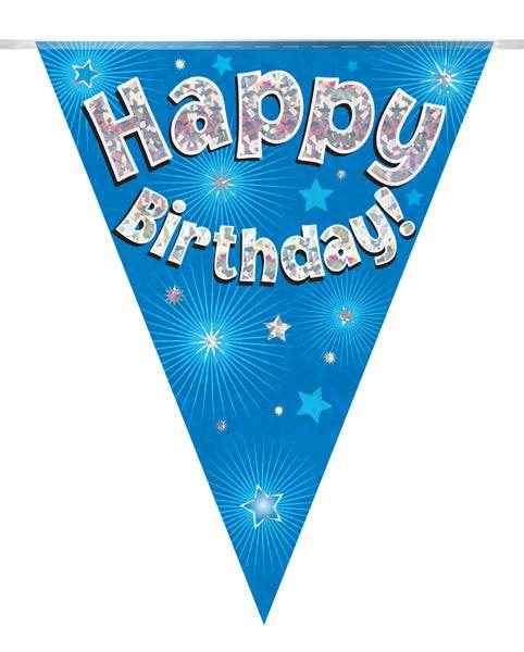 Happy Birthday Blue And Silver Bunting