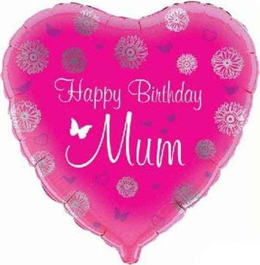 Happy Birthday Mum Heart Foil Balloon