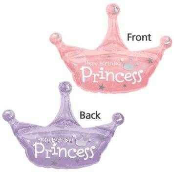Happy Birthday Princess Crown Foil Balloon