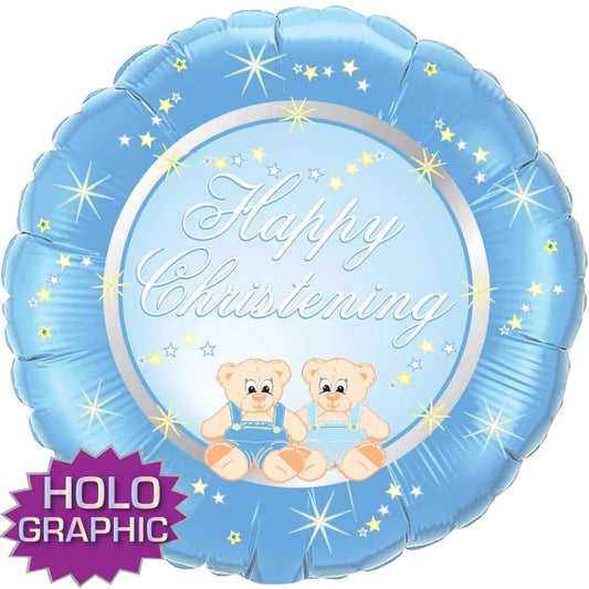 Happy Christening Blue Foil Balloon